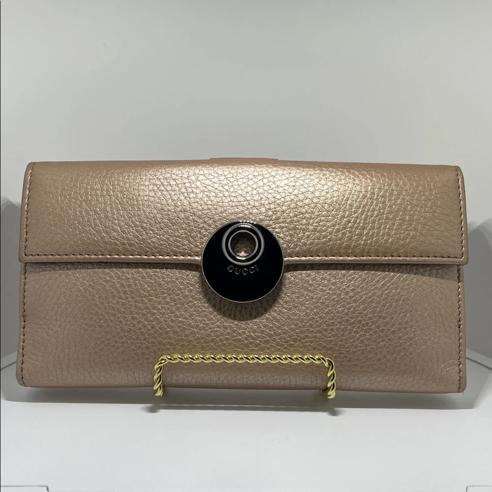 Gucci Champagne Gold Leather Eclipse Long Wallet